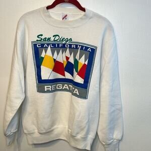 Jerzees Vintage 90s San Diego California Sailboat Crewneck Sweater Medium Unisex